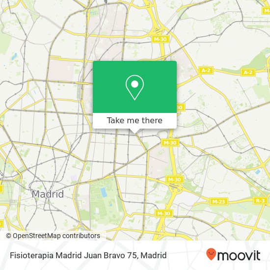 Fisioterapia Madrid Juan Bravo 75 map