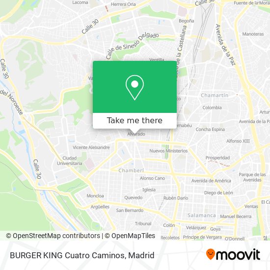 mapa BURGER KING Cuatro Caminos