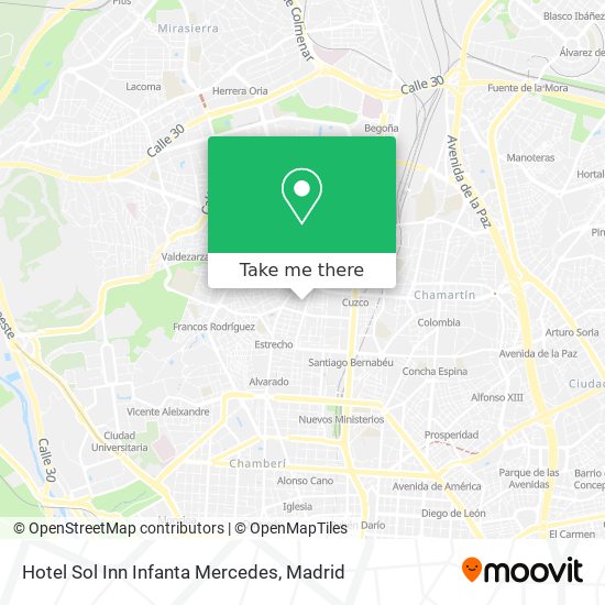 Hotel Sol Inn Infanta Mercedes map
