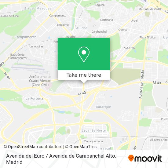 mapa Avenida del Euro / Avenida de Carabanchel Alto