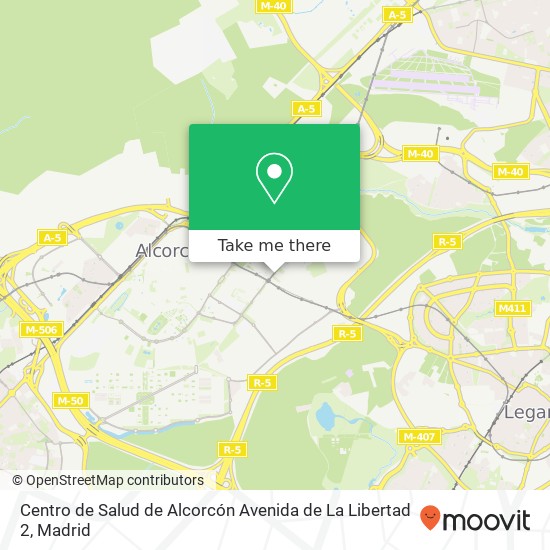 mapa Centro de Salud de Alcorcón Avenida de La Libertad 2