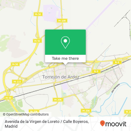 mapa Avenida de la Virgen de Loreto / Calle Boyeros