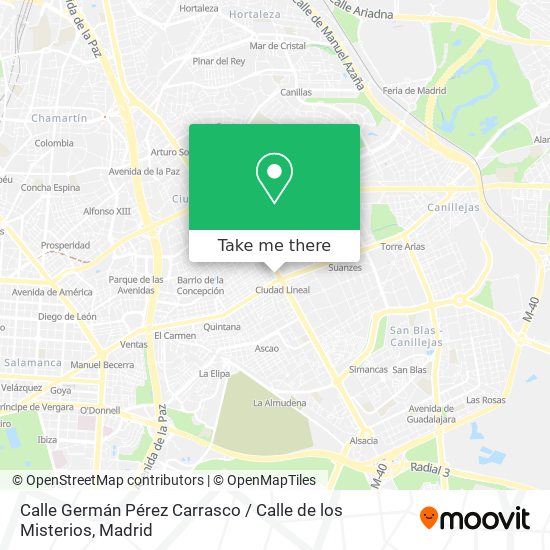 mapa Calle Germán Pérez Carrasco / Calle de los Misterios