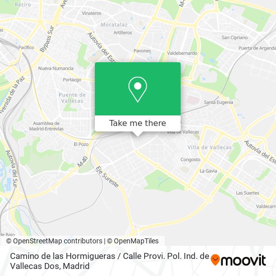 mapa Camino de las Hormigueras / Calle Provi. Pol. Ind. de Vallecas Dos