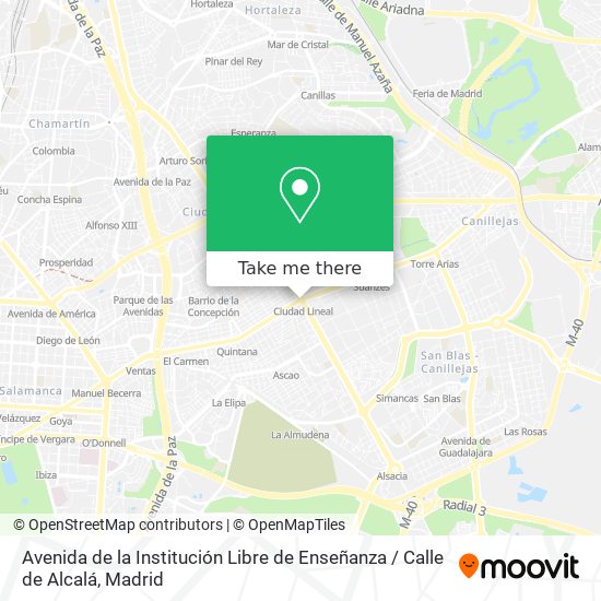 Avenida de la Institución Libre de Enseñanza / Calle de Alcalá map