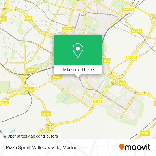 mapa Pizza Sprint Vallecas Villa