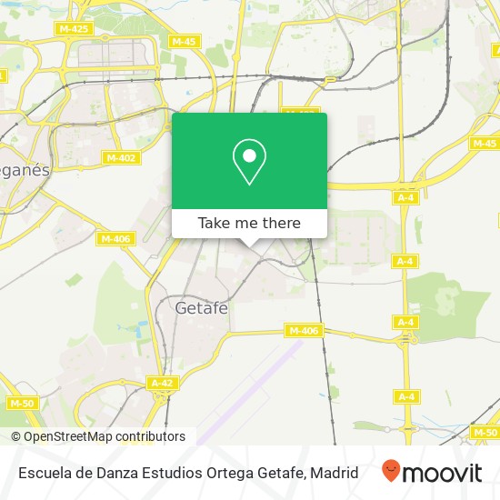 mapa Escuela de Danza Estudios Ortega Getafe