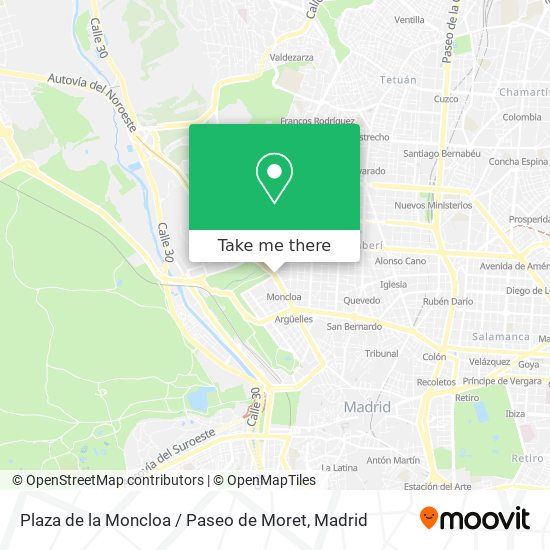 mapa Plaza de la Moncloa / Paseo de Moret