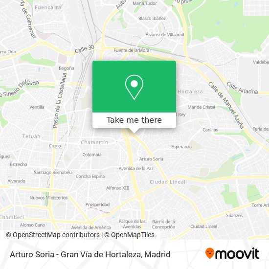 mapa Arturo Soria - Gran Vía de Hortaleza