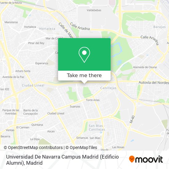 mapa Universidad De Navarra Campus Madrid (Edificio Alumni)