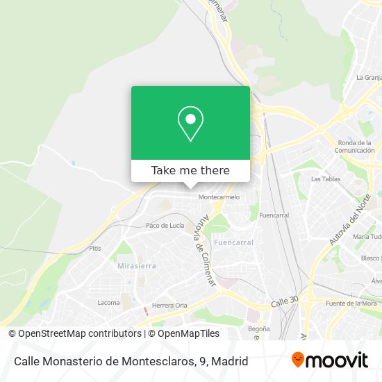 Calle Monasterio de Montesclaros, 9 map