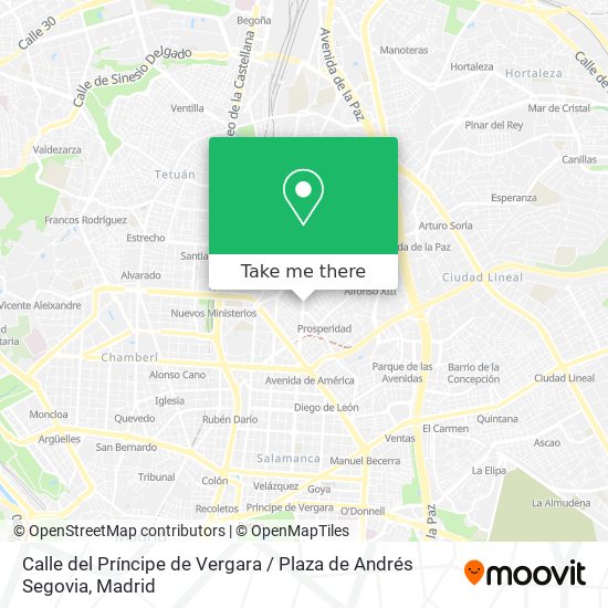 mapa Calle del Príncipe de Vergara / Plaza de Andrés Segovia