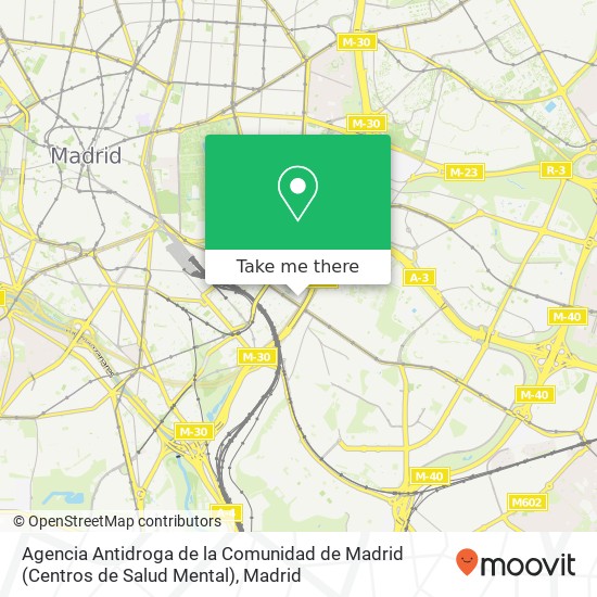 mapa Agencia Antidroga de la Comunidad de Madrid (Centros de Salud Mental)