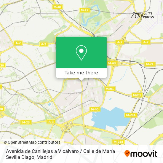 mapa Avenida de Canillejas a Vicálvaro / Calle de María Sevilla Diago