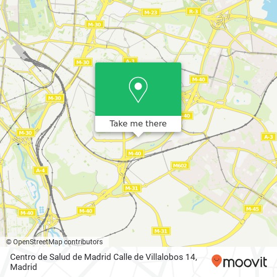 mapa Centro de Salud de Madrid Calle de Villalobos 14