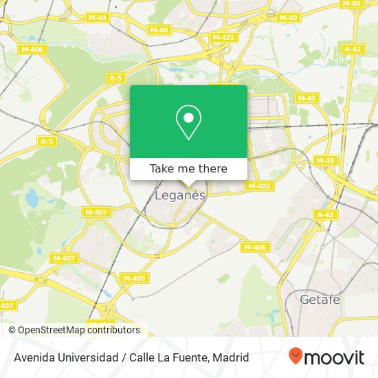 mapa Avenida Universidad / Calle La Fuente