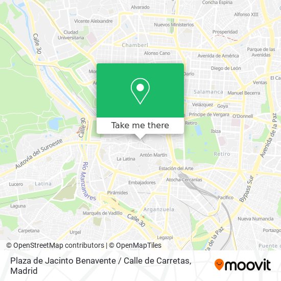 mapa Plaza de Jacinto Benavente / Calle de Carretas