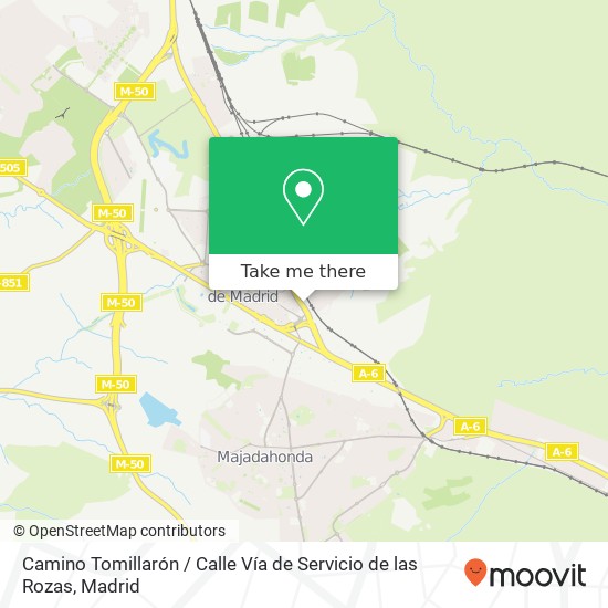 mapa Camino Tomillarón / Calle Vía de Servicio de las Rozas