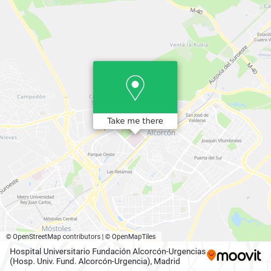 mapa Hospital Universitario Fundación Alcorcón-Urgencias (Hosp. Univ. Fund. Alcorcón-Urgencia)