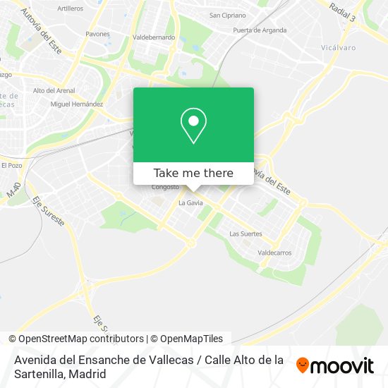 mapa Avenida del Ensanche de Vallecas / Calle Alto de la Sartenilla