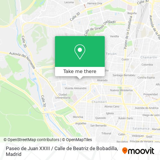 mapa Paseo de Juan XXIII / Calle de Beatriz de Bobadilla
