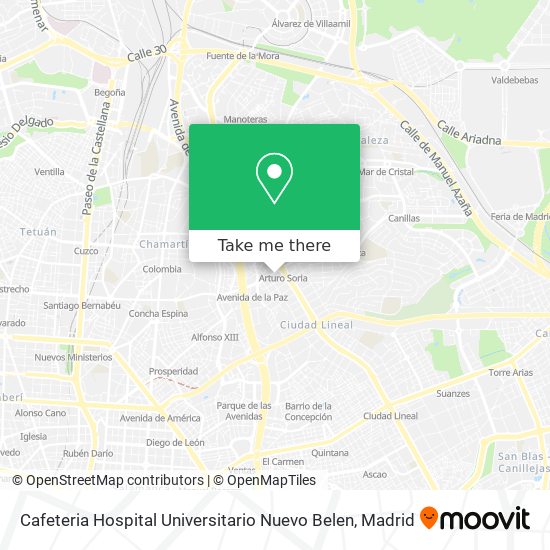 Cafeteria Hospital Universitario Nuevo Belen map