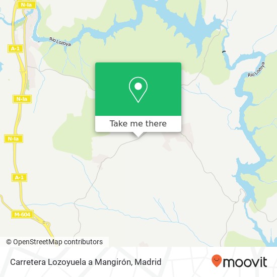 mapa Carretera Lozoyuela a Mangirón