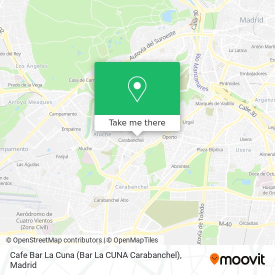 mapa Cafe Bar La Cuna (Bar La CUNA Carabanchel)