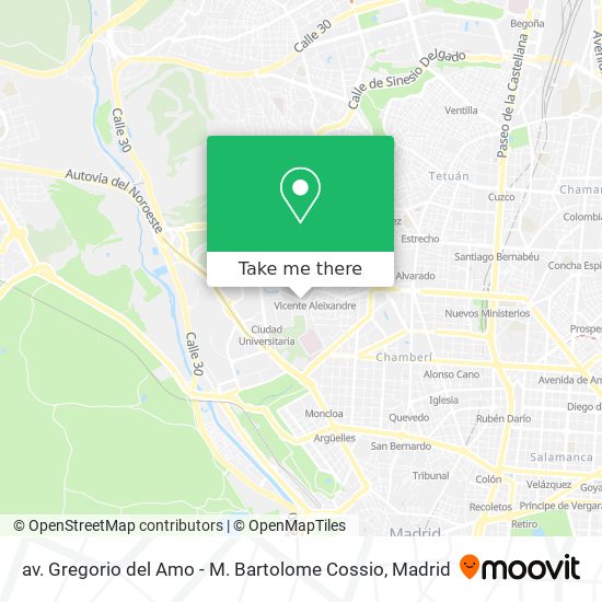 av. Gregorio del Amo - M. Bartolome Cossio map