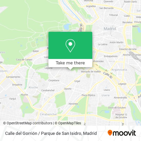 mapa Calle del Gorrión / Parque de San Isidro