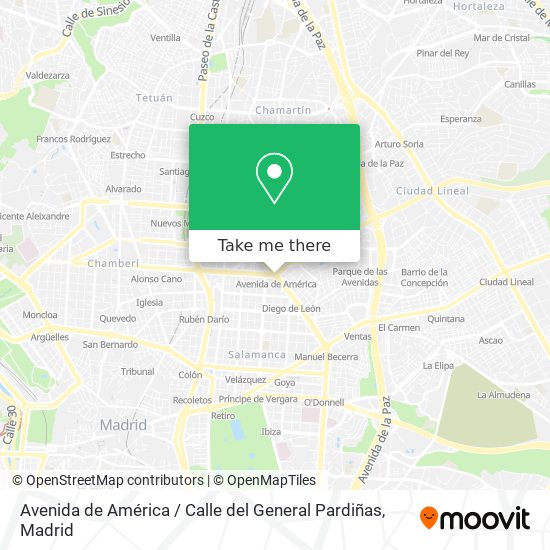 mapa Avenida de América / Calle del General Pardiñas