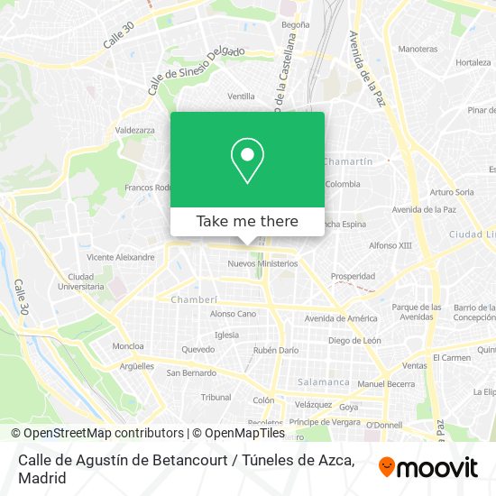 mapa Calle de Agustín de Betancourt / Túneles de Azca