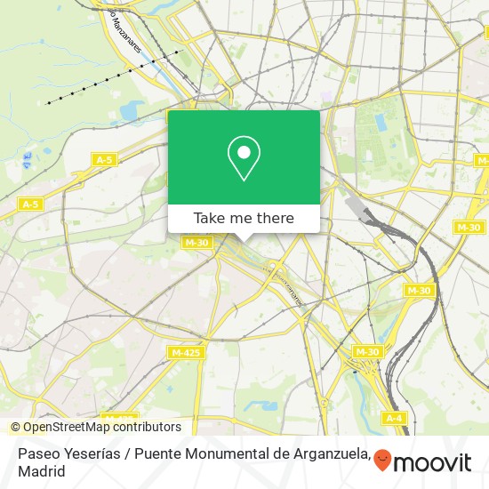 mapa Paseo Yeserías / Puente Monumental de Arganzuela