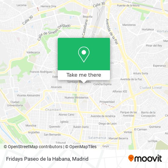 Fridays Paseo de la Habana map