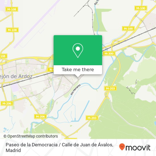 mapa Paseo de la Democracia / Calle de Juan de Ávalos