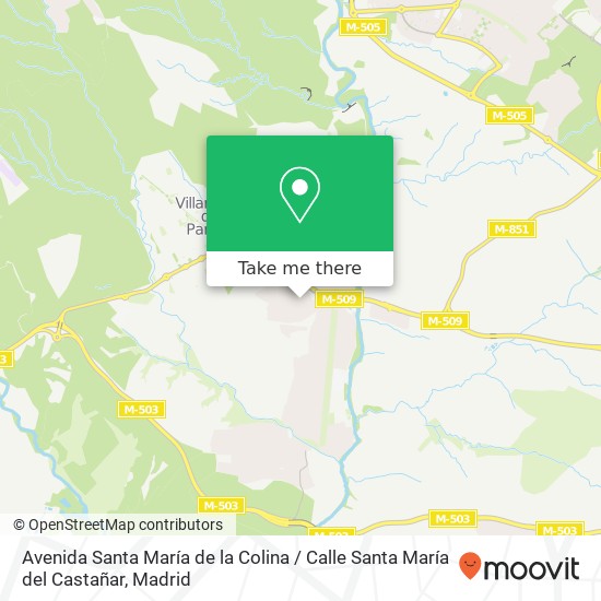 mapa Avenida Santa María de la Colina / Calle Santa María del Castañar