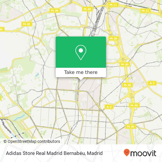 mapa Adidas Store Real Madrid Bernabéu