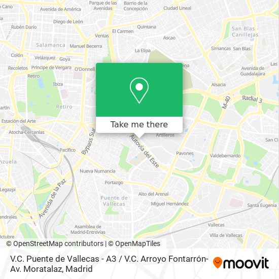 mapa V.C. Puente de Vallecas - A3 / V.C. Arroyo Fontarrón-Av. Moratalaz