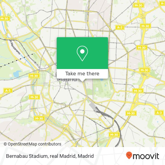 mapa Bernabau Stadium, real Madrid