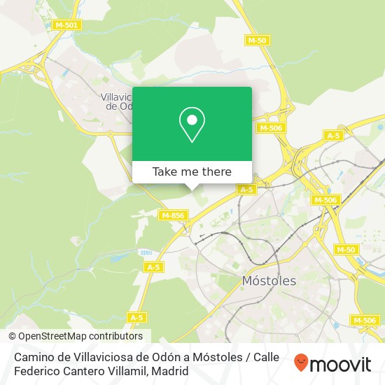 mapa Camino de Villaviciosa de Odón a Móstoles / Calle Federico Cantero Villamil