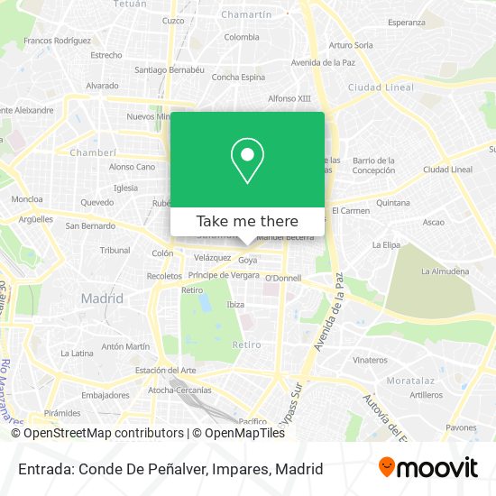 Entrada: Conde De Peñalver, Impares map