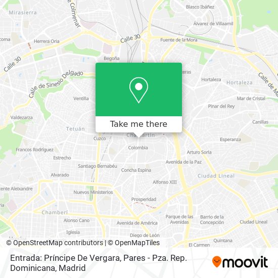 Entrada: Príncipe De Vergara, Pares - Pza. Rep. Dominicana map
