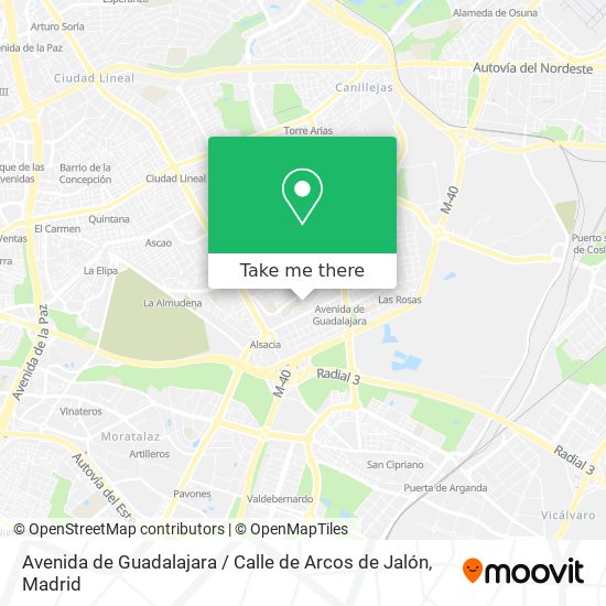 mapa Avenida de Guadalajara / Calle de Arcos de Jalón