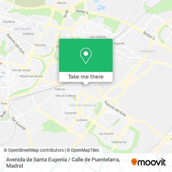 mapa Avenida de Santa Eugenia / Calle de Puentelarra