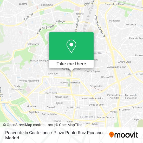 mapa Paseo de la Castellana / Plaza Pablo Ruiz Picasso