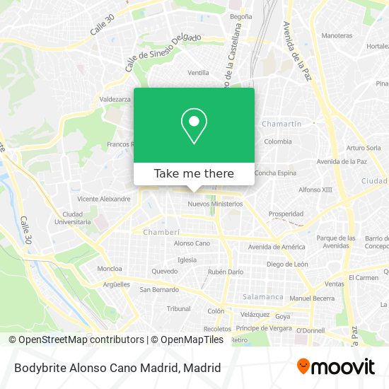 Bodybrite Alonso Cano Madrid map