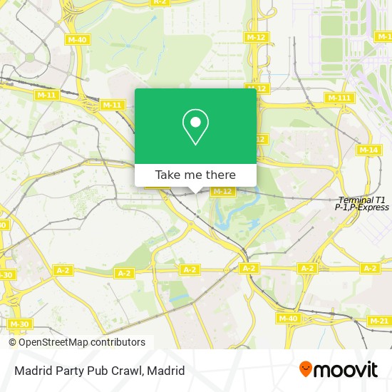 Madrid Party Pub Crawl map