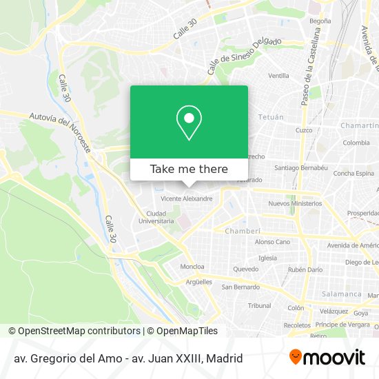 av. Gregorio del Amo - av. Juan XXIII map