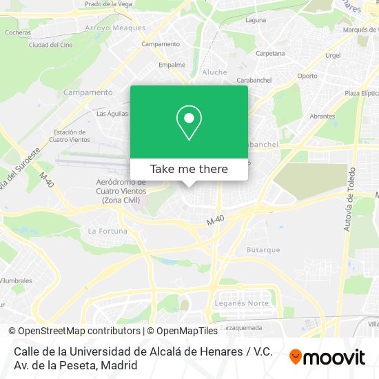 mapa Calle de la Universidad de Alcalá de Henares / V.C. Av. de la Peseta