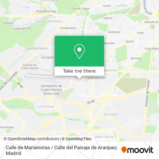 mapa Calle de Marianistas / Calle del Paisaje de Aranjuez